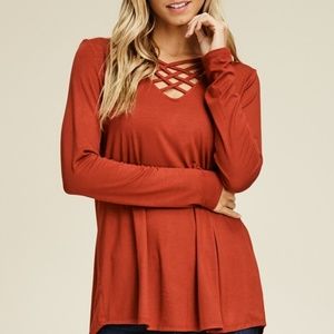 V-Neck Criss Cross Detail Top